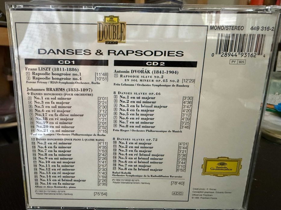 Liszt, Brahms, Dvorak – Danses & Rapsodies – Fricsay, Kubelik, Rieger