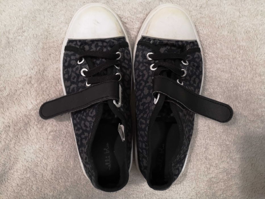 Szare czarne buty trampki na rzep w cętki panterkę Nelli Blu 34