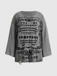 Sweterek Oversize Luźny Podarty Z Obnizonymi Ramionami Szary Romwe 3Xl