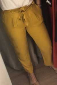 Spodnie marki Promod, kolor musztardowy, bawełna roz 36