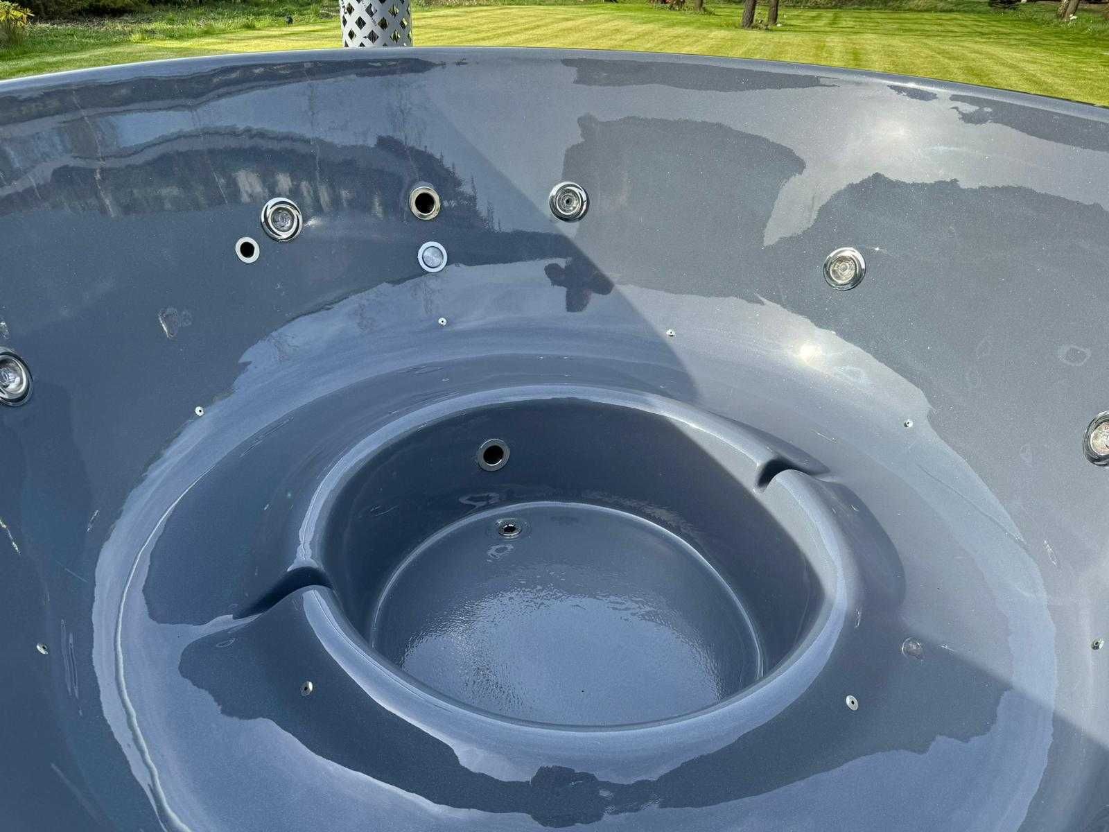 Balia ogrodowa, Bania Jacuzzi wanna z hydromasażem, piec na drewno LED