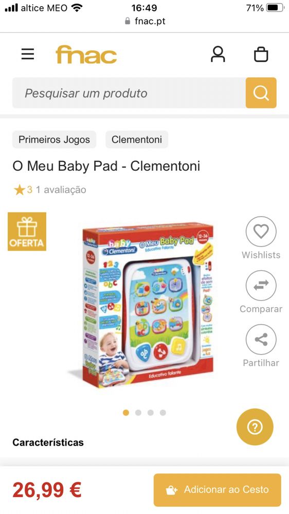 Tablet Clementoni Bebé