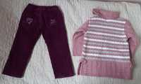 Spodnie ocieplane i sweter dla dziewczynki 98