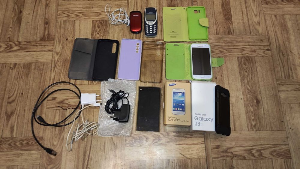 zestaw używanych telefonów + akcesoria na części/serwis