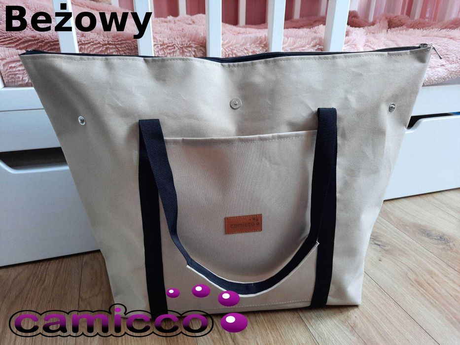 TORBA BIANKA do SZPITALA porodu OGROMNA wózka podręczny spacer zakupy