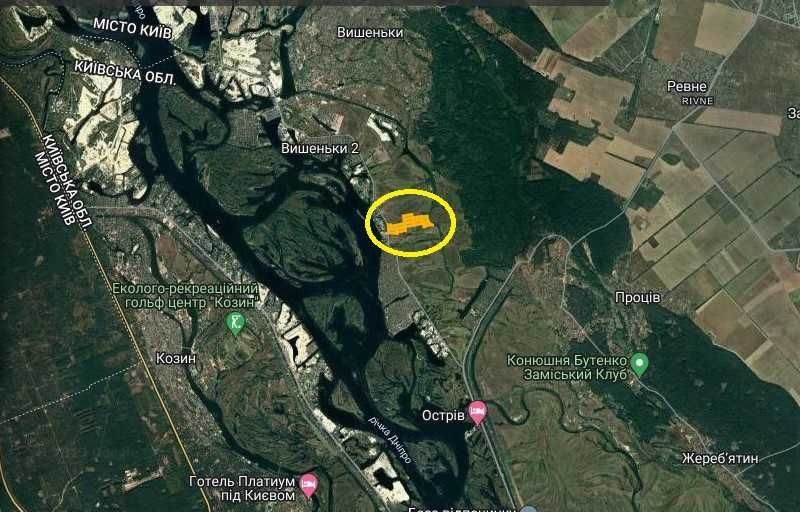 Фасадный участок у воды 23 га, берег реки Днепр, рядом лес, Киев 20км