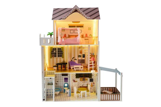 Ляльковий будиночок для барбі FunFit Kids 3045 + тераса + 2 ляльки