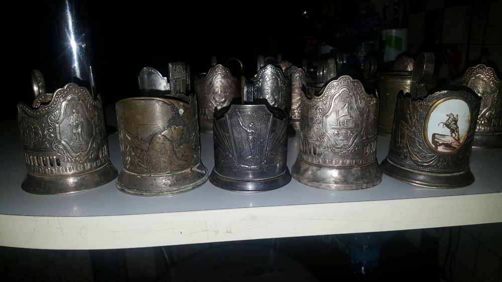 Подстаканники посеребренные коллекция 90 шт.