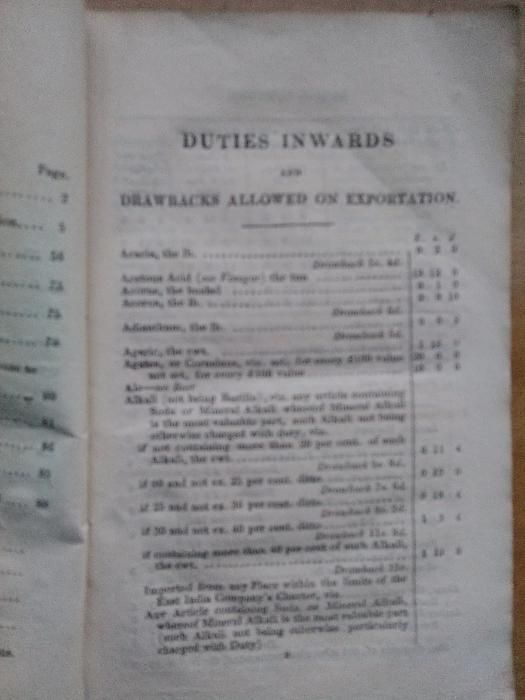 John Nyren- tables customs duties- Londres- 1828