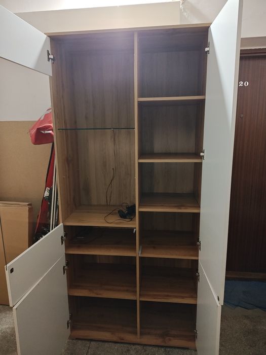 Regał /Witryna Zele 90cm dąb wotan/biały połysk