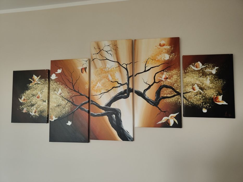 Obraz pentaptyk ręcznie malowany