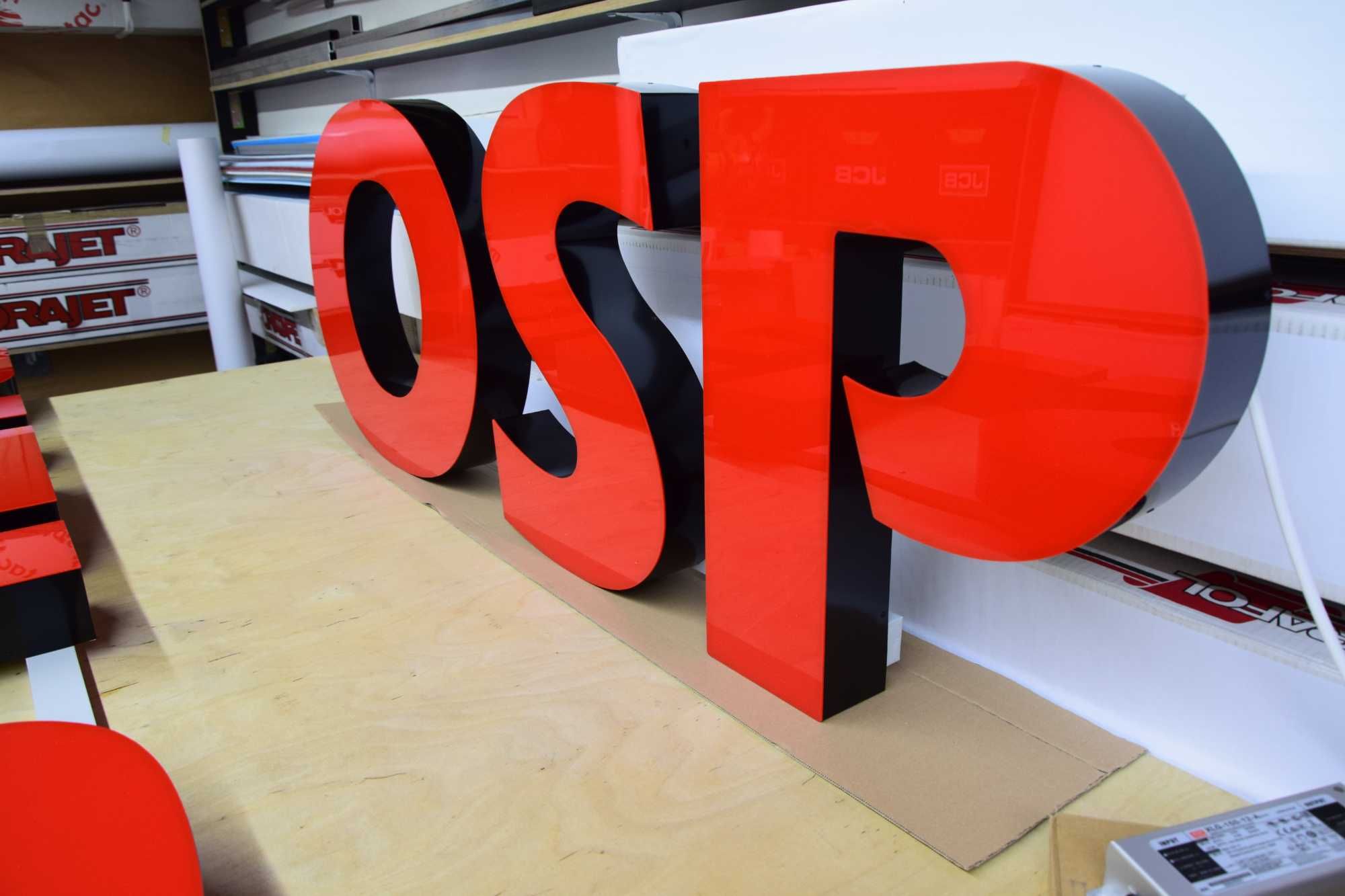 Podświetlane LITERY 3D, Napis OSP na remize, Neon LED, KSRG, Logo 3D