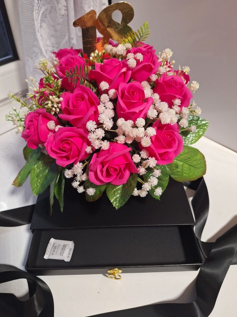 Róże mydlane pachnące flower box z szufladka,  wesele , prezent , 18