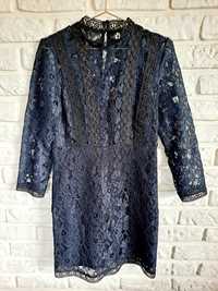 Granatowa koronkowa sukienka Zara S
