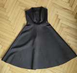 Czarna, sukienka, gorsetowa, bez ramion, neopren SU, M/38, midi