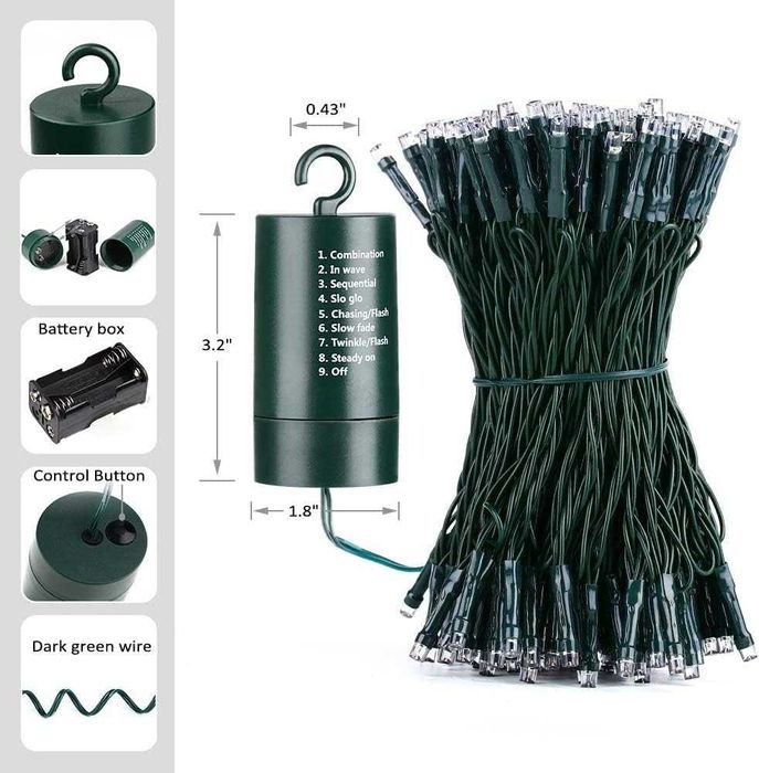 Lampki choinkowe Łańcuch Girlanda LED IP65 200LED 8 trybów C.BIAŁY 20m