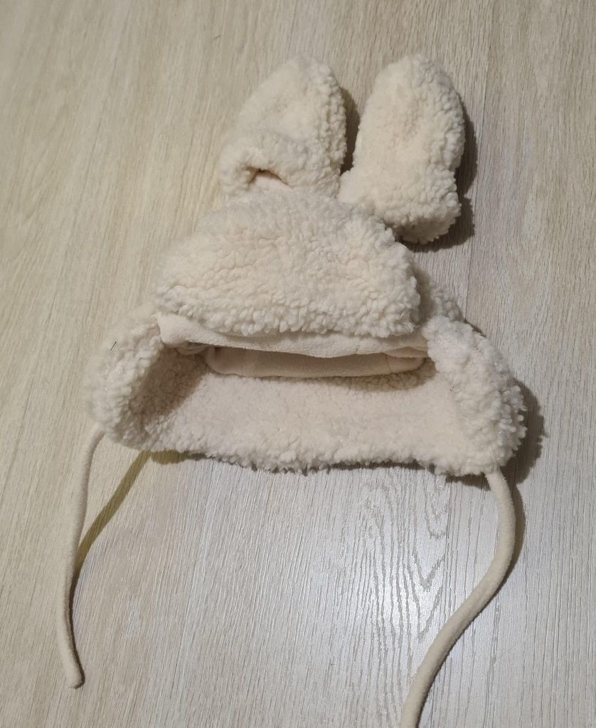 Czapka rękawiczki pilotka ciepła zimowa baranek komplet 62 68 H&M nowa