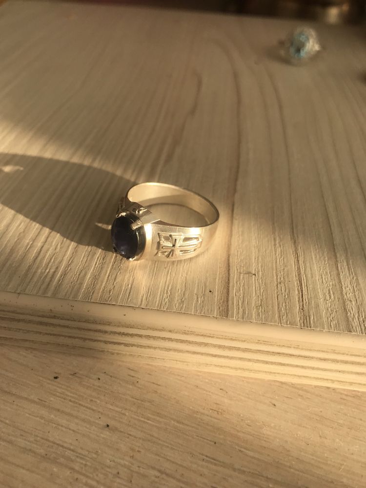Кольцо перстень сапфир серебро мужской