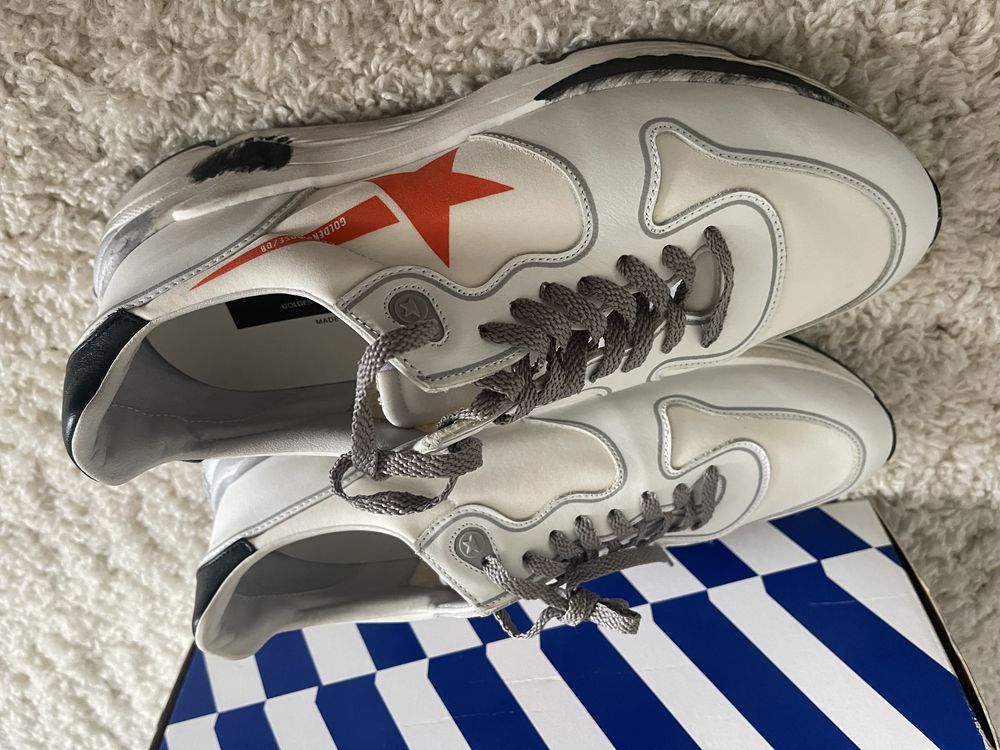 Кросівки чоловічі Golden Goose Running sneakers WHITE ORANGE STAR