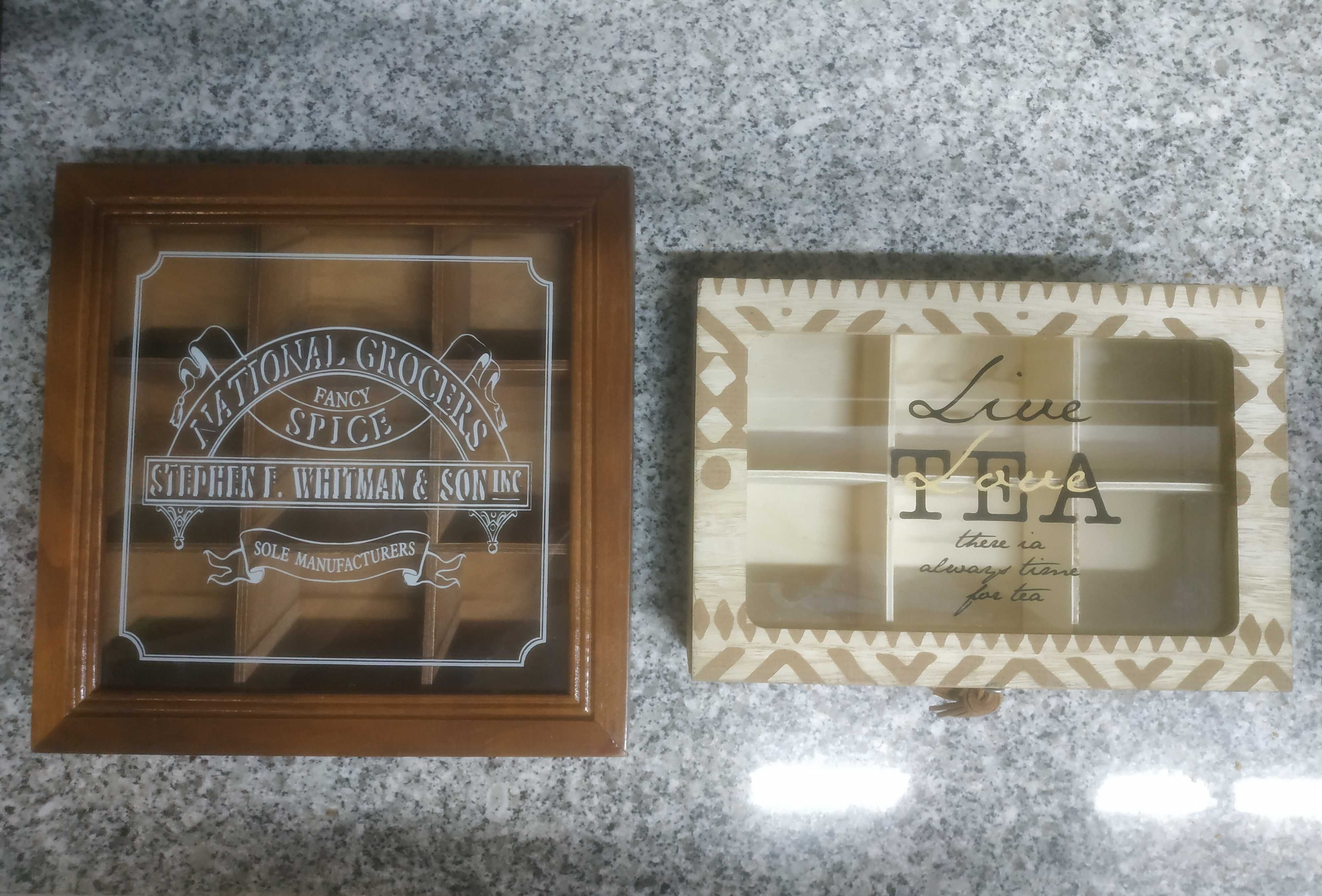 2 caixas de madeira para saquetas de chá com OFERTA
