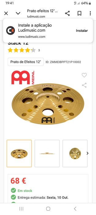 Prato meinl hcs trash stack 12p novo