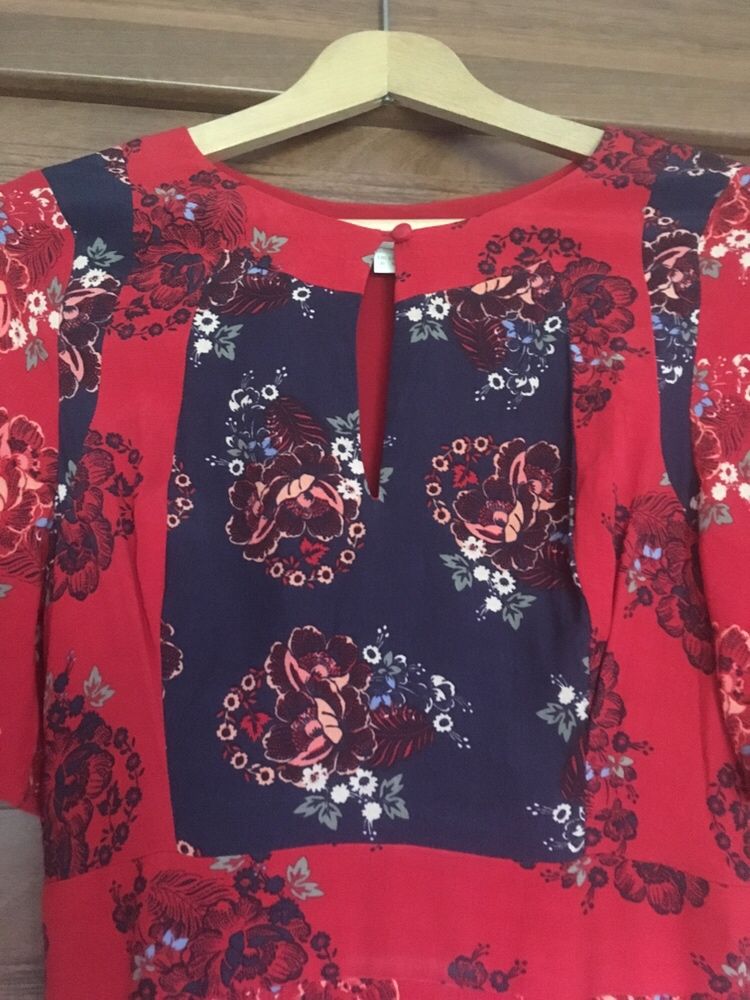 Sukienka czerwona w kwiaty rozm 36 styl boho, festiwal