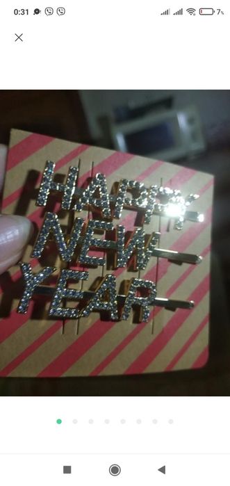 Набор из 3-х новогодних заколок Happy New Year