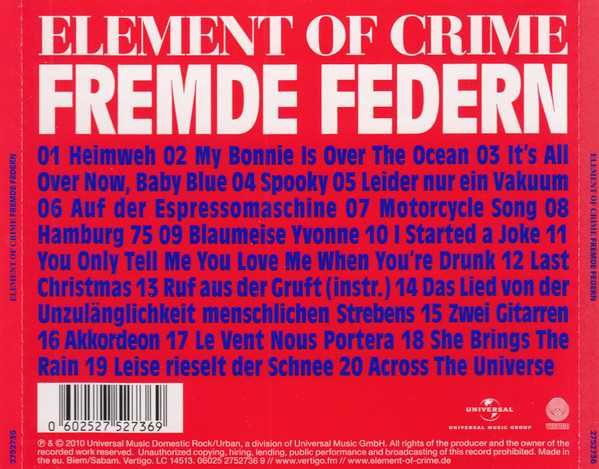 ELEMENT OF CRIME    zestaw 4 cd         indie art rock super