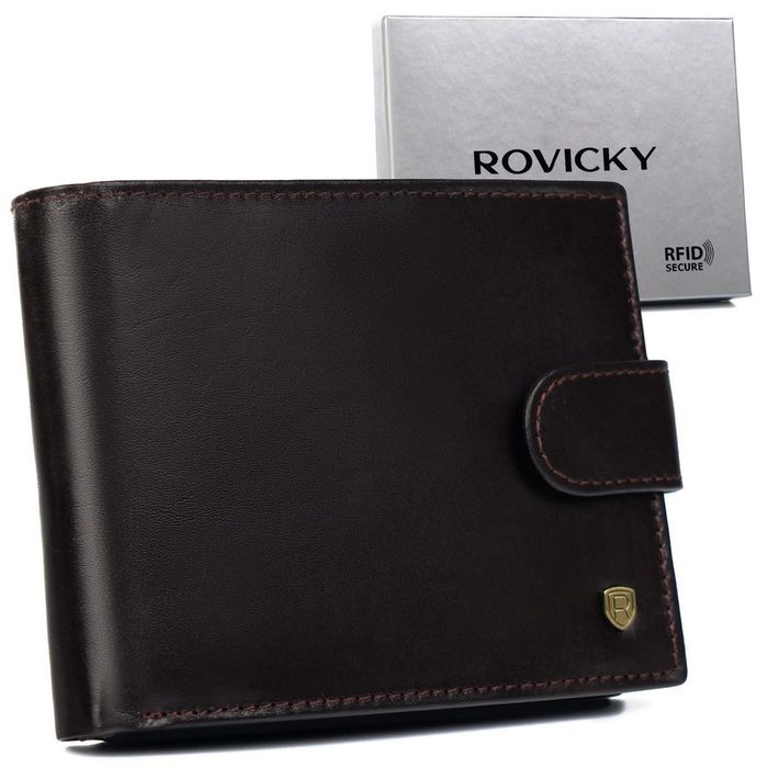 skórzany portfel męski z kieszenią na dowód rejestracyjny - rovicky