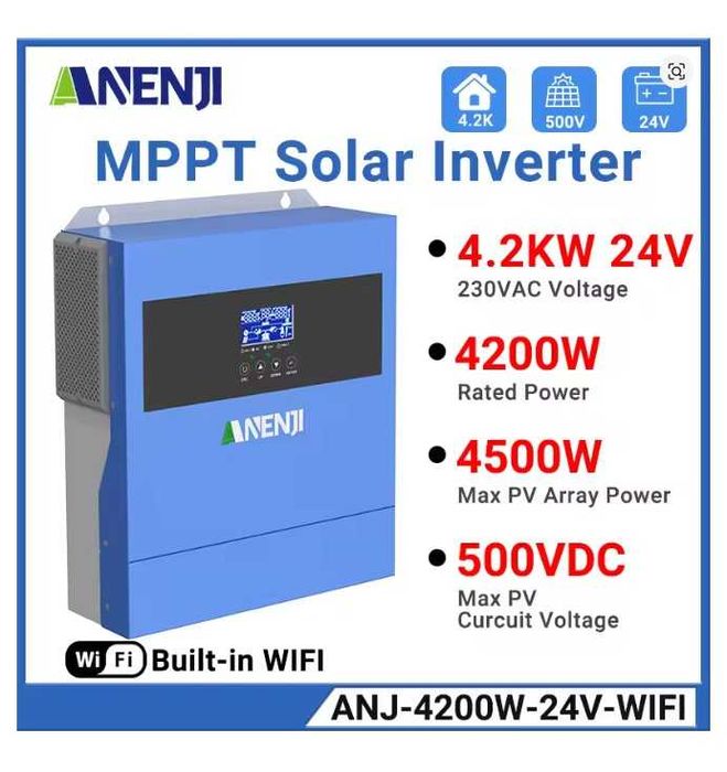 Гибридный Инвертор ANENJI 4200W 24V Powmr Anern Easun B2A8S20P + WI-FI