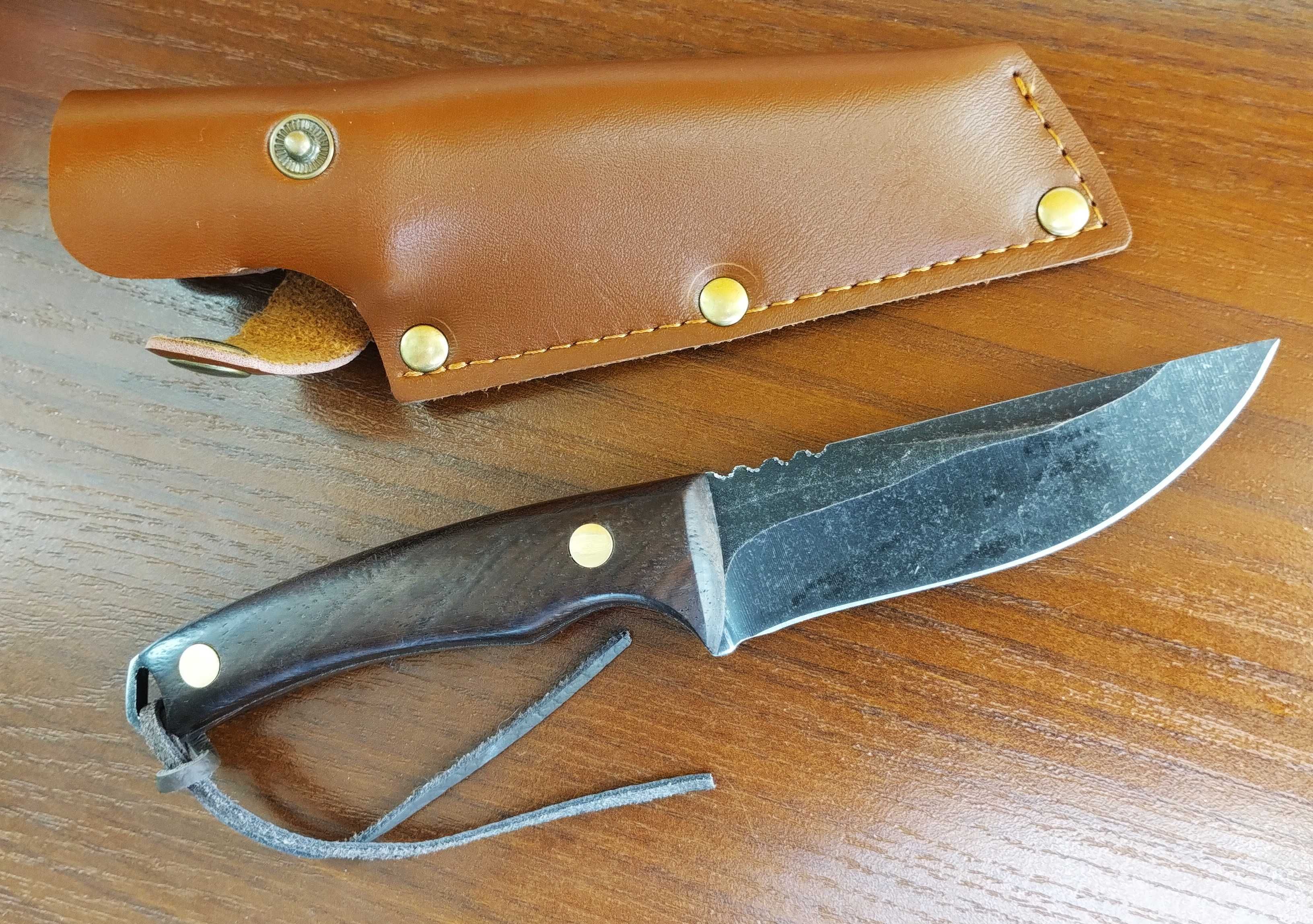 Nóż myśliwski wojskowy kuchenny pokrowiec 20cm. BUSHCRAFT STONEWASH