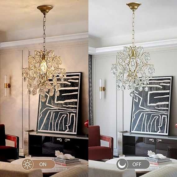 Luksusowy złoty żyrandol kryształowy BESTIER – 1 punkt światła 32 cm