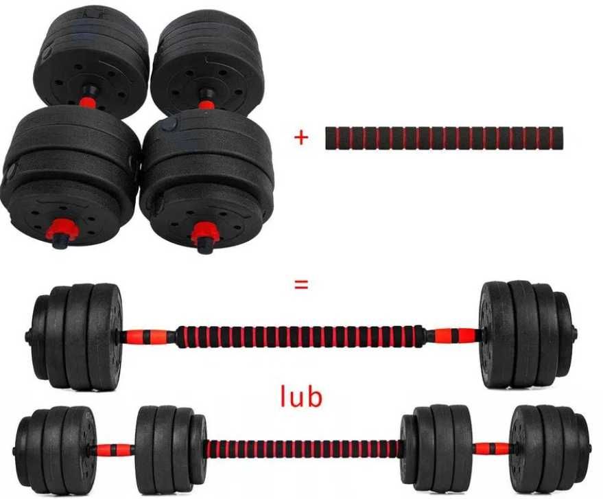 Hantle bitumiczne regulowane 2x20kg łącznik zestaw sztanga 40kg ŁDZ