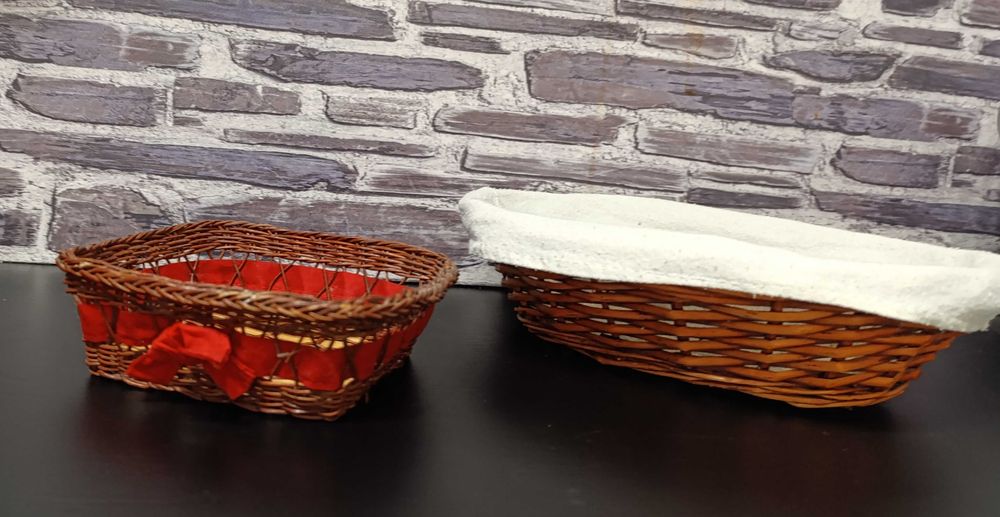 Bricolage 2 Cestos Rústicos,  verga, 1  com forro de linho, removível