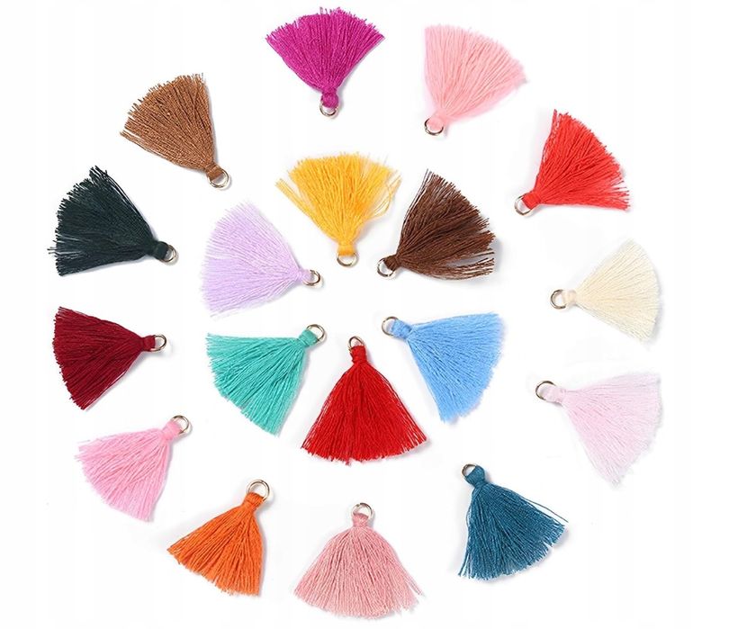 50 Sztuk Kolorowych Zawieszek Z Frędzlami, 3 Cm Mini Zawieszki