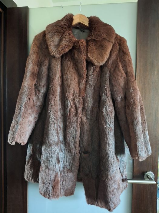 Futro naturalne brązowe retro duży rozmiar vintage