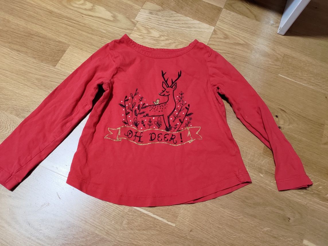 Cubus bluzka bluzeczka świąteczna święta dziewczęca 110 116 czerwona