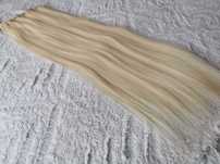 Doczepiane włosy clip in platynowy blond 60 cm 8 tresek