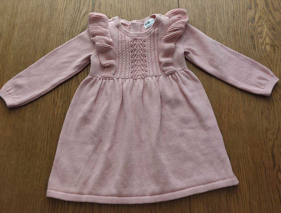 ciepła sukienka -kolor koralowy - rozm 74cm