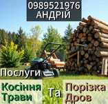 Послуги Косіння трави ,Порізка дров
