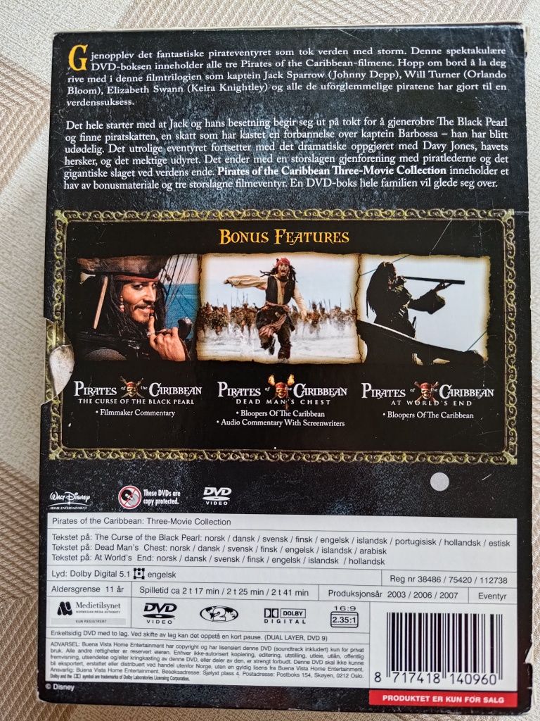 Piraci z Karaibów zestaw dvd język angielski