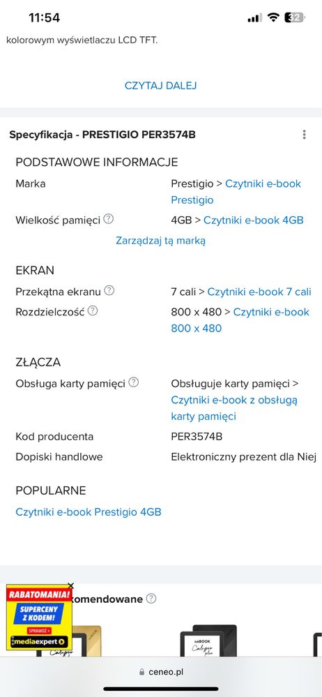 Czytnik książek e-book prestigio