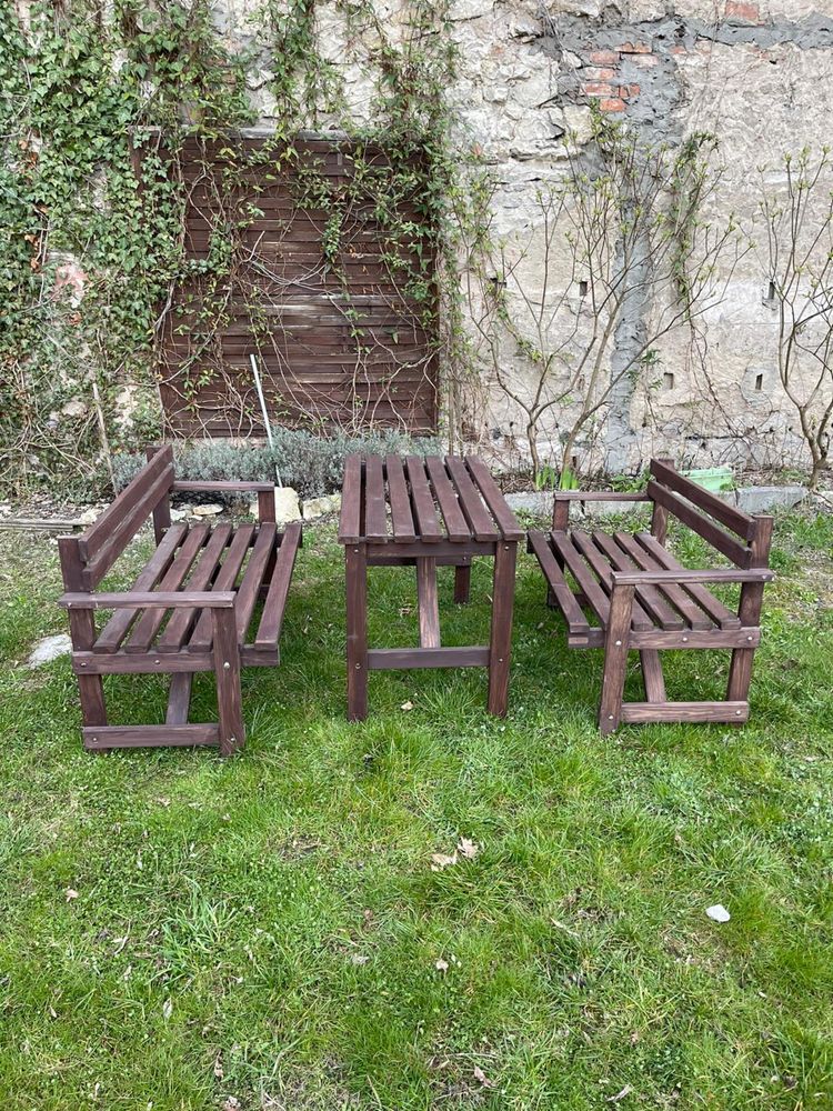 Meble ogrodowe zestaw ogrodowy 2 ławki i stół
