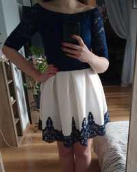 Elegancka biało-niebieska sukienka Urszula Szyk
