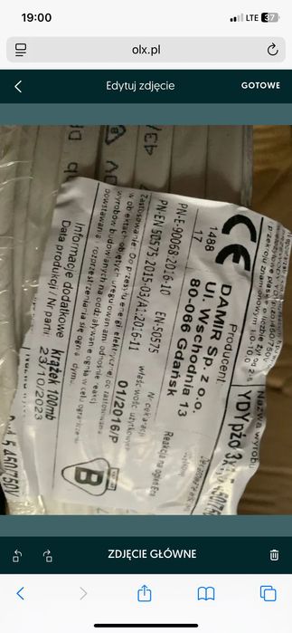 Przewód elektryczny YDYp 3x1,5 mm 100 m !