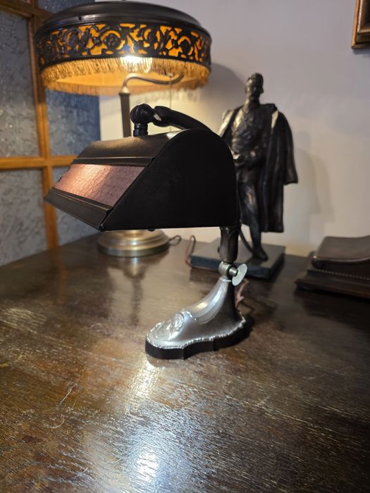 Antyk lampa,lampka bankierka,bankierska,gabinetowa