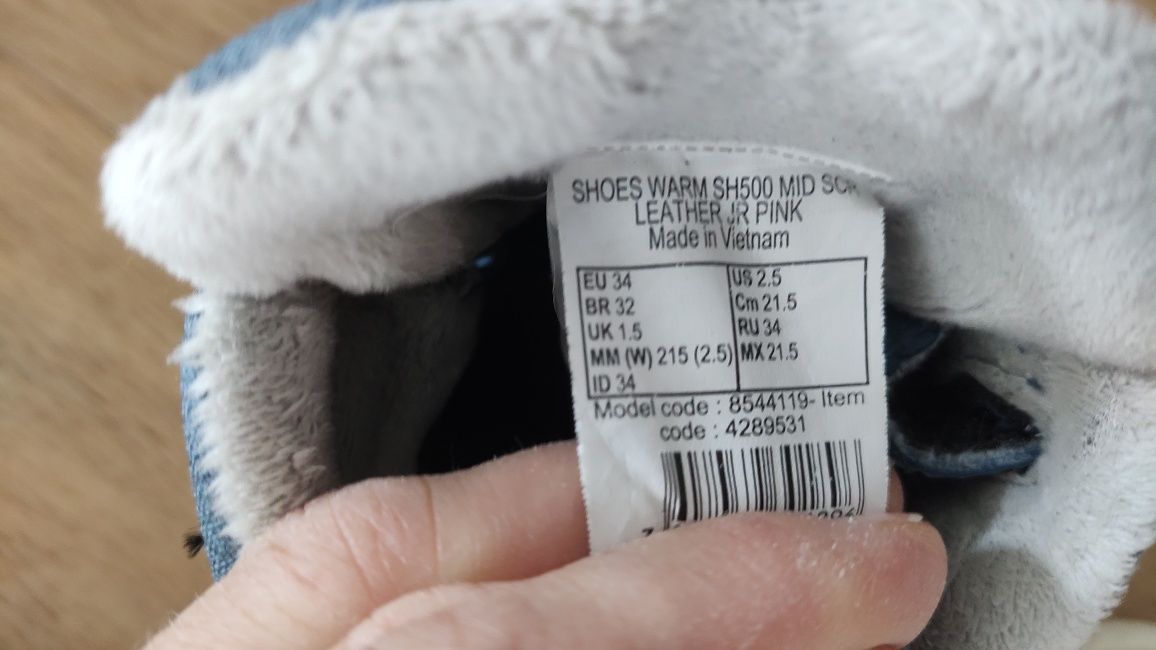 Buty zimowe, ocieplane, turystyczne Quechua SH500 Decathlon,rozmiar 33