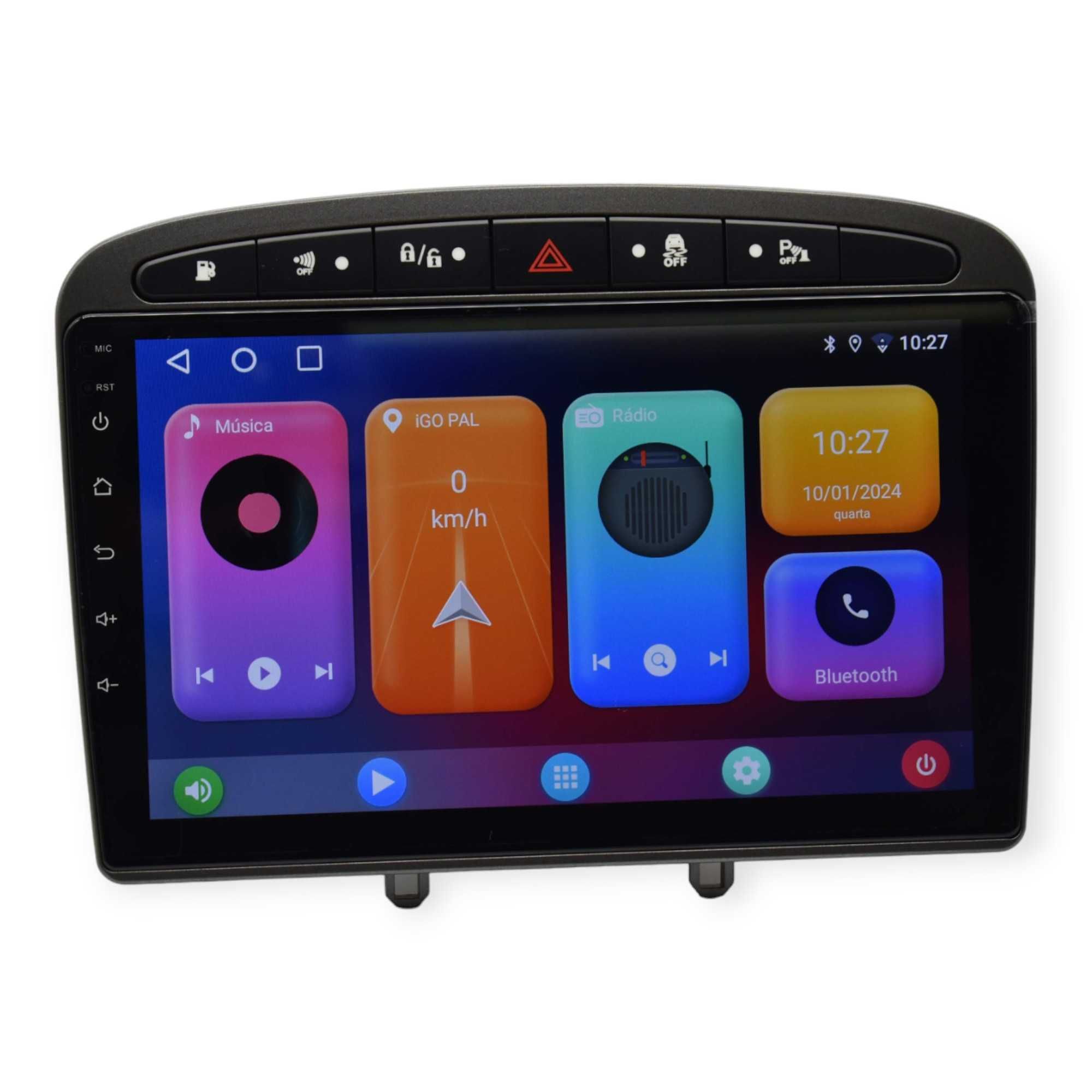 Rádio 2 DIN Android Peugeot 308 e Peugeot 408 Cinza – GPS WIFI Carplay