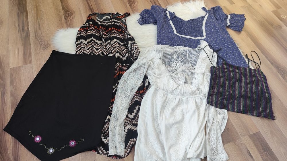 Mega zestaw ubrań S/M Boho nowa biżuteria H&M Mohito Zara 20szt.