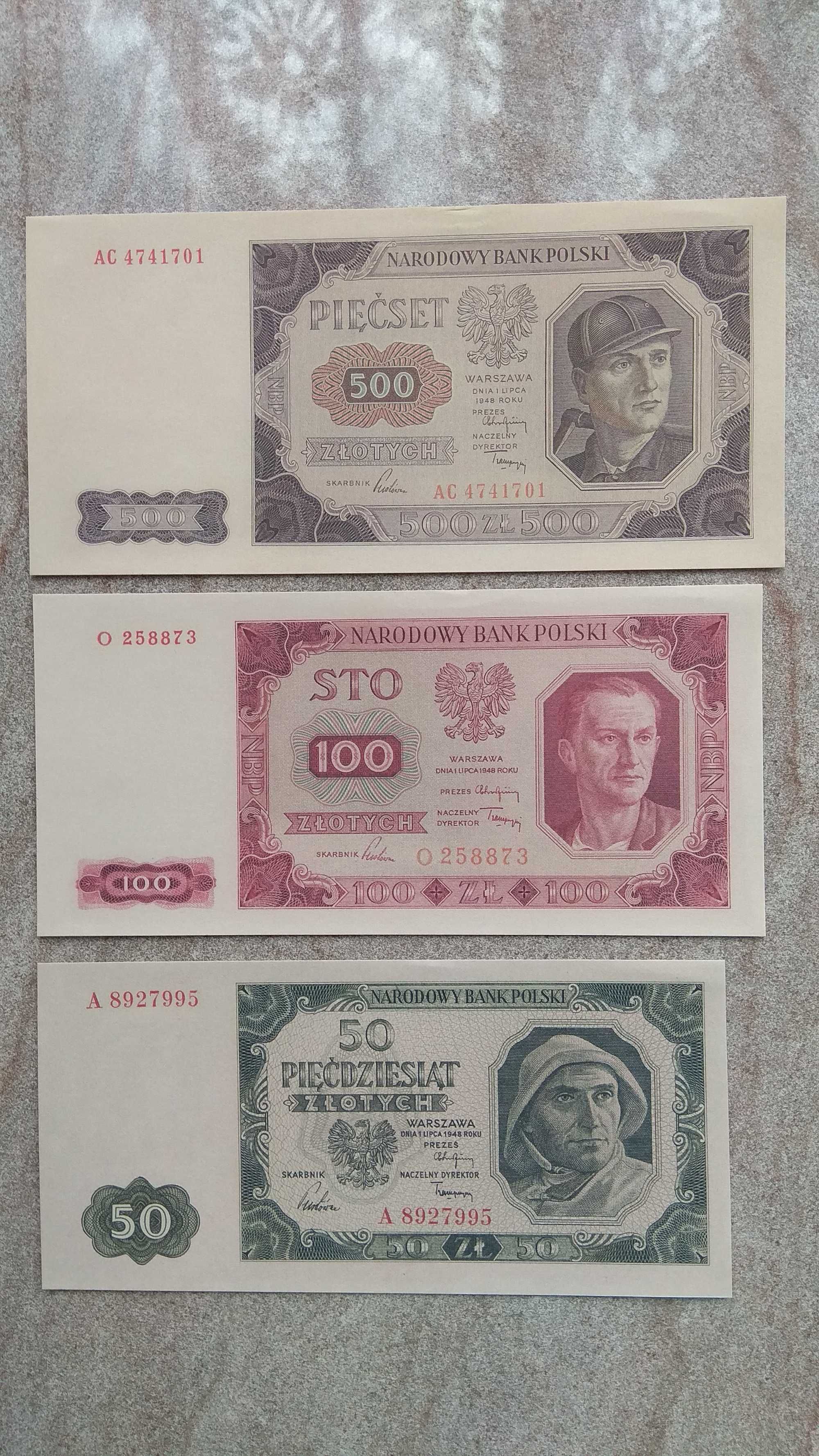 nowe piękne kopie banknotów Polskich z 1948 roku